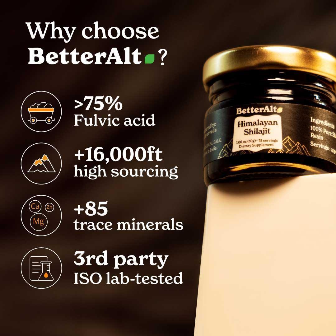 BetterAlt Pure Himalayan Shilajit Resin for Energy Boost & Immune Support