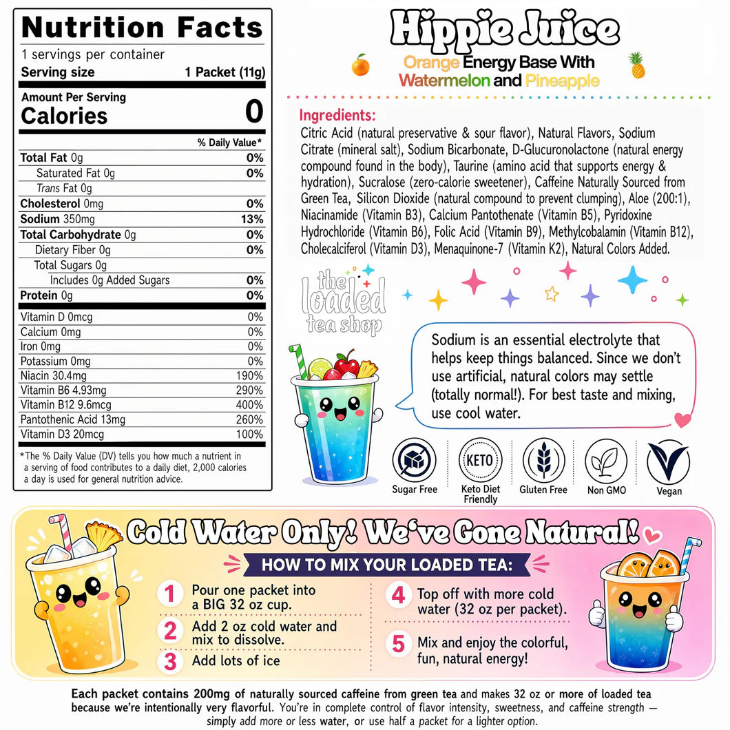 The Loaded Tea Shop Functional Energy Tea Packs (Hippie Juice)