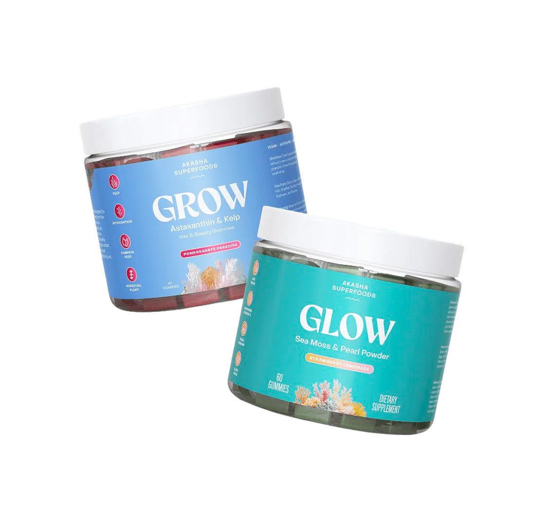 Akasha Superfoods GLOW & GROW Bundle with Sea Moss Glow Gummies and Grow Hair & Beauty Gummies