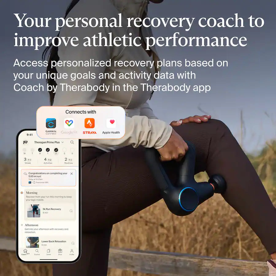 Therabody Theragun Prime Plus with Therabody app guided recovery plans