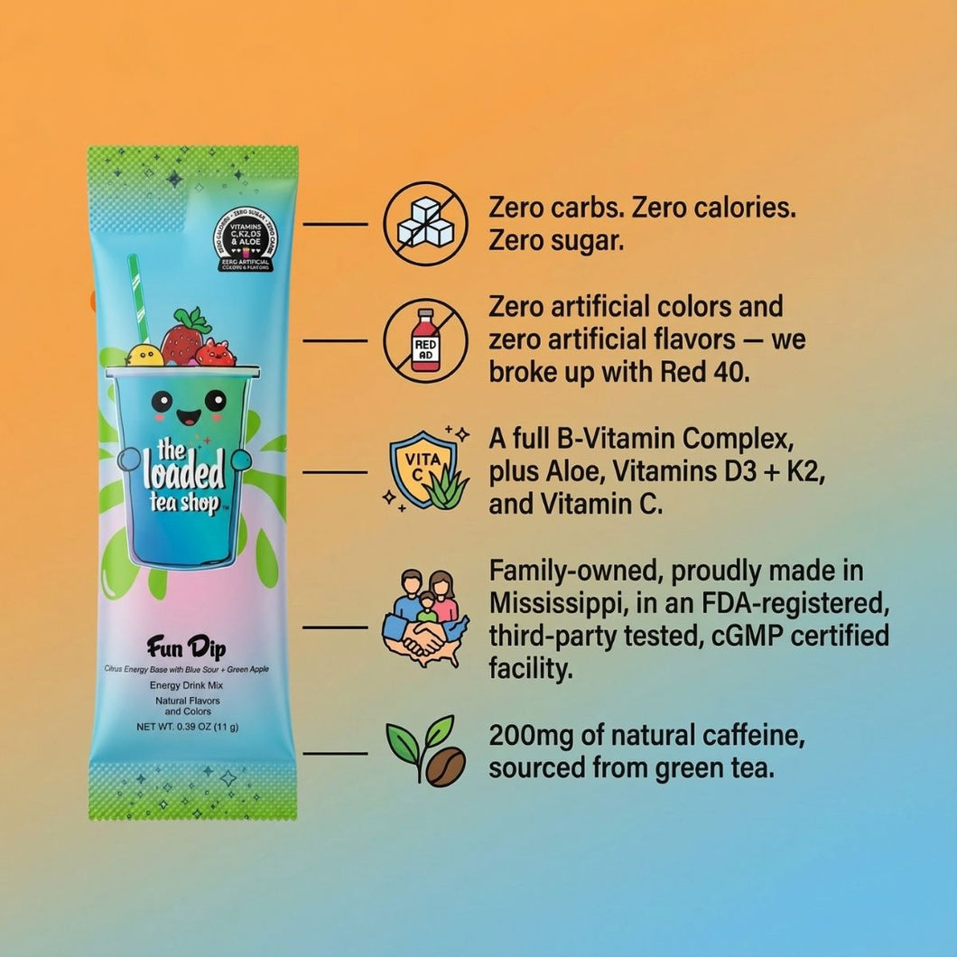 The Loaded Tea Shop Functional Energy Tea Packs Fun Dip