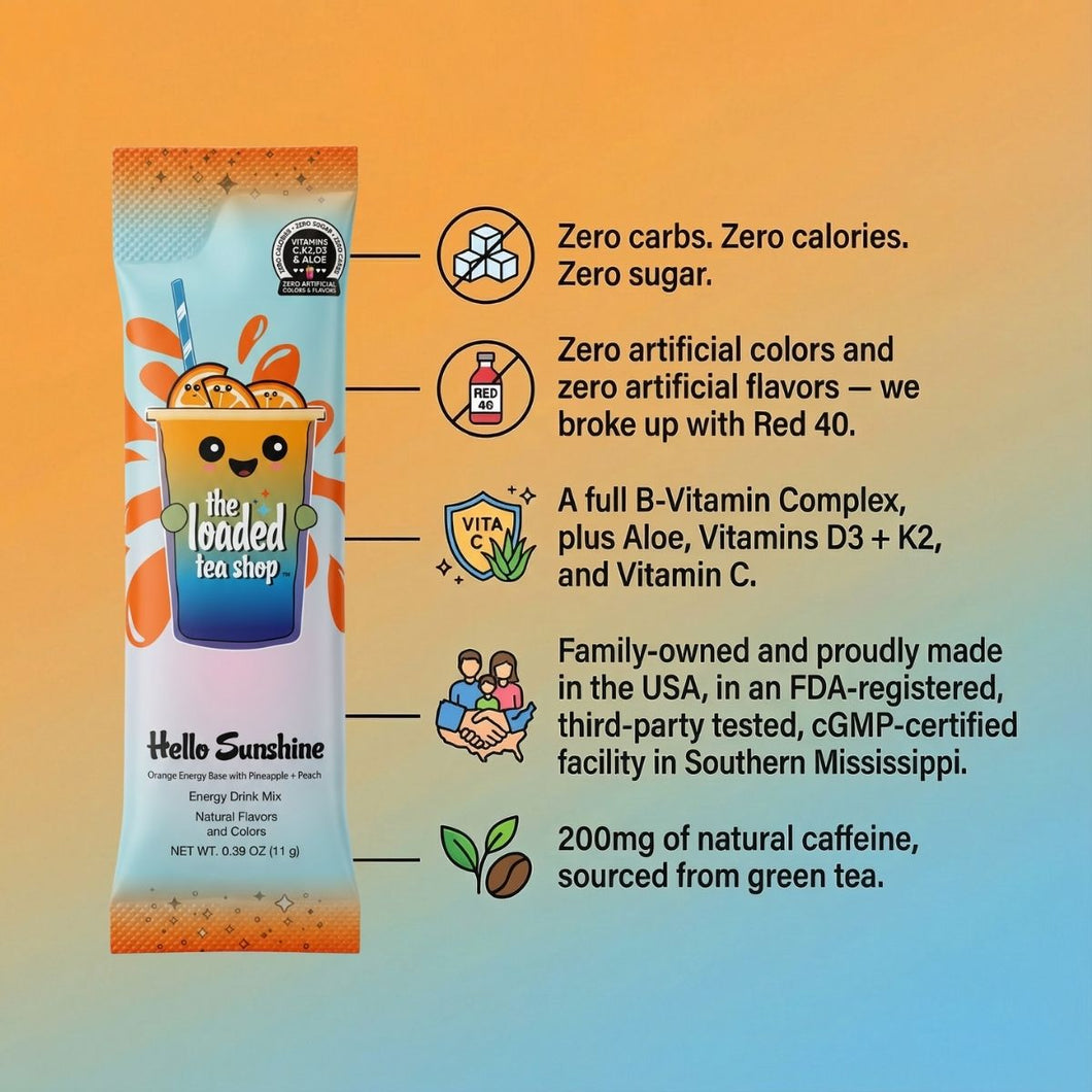 The Loaded Tea Shop Functional Energy Tea Packs Hello Sunshine