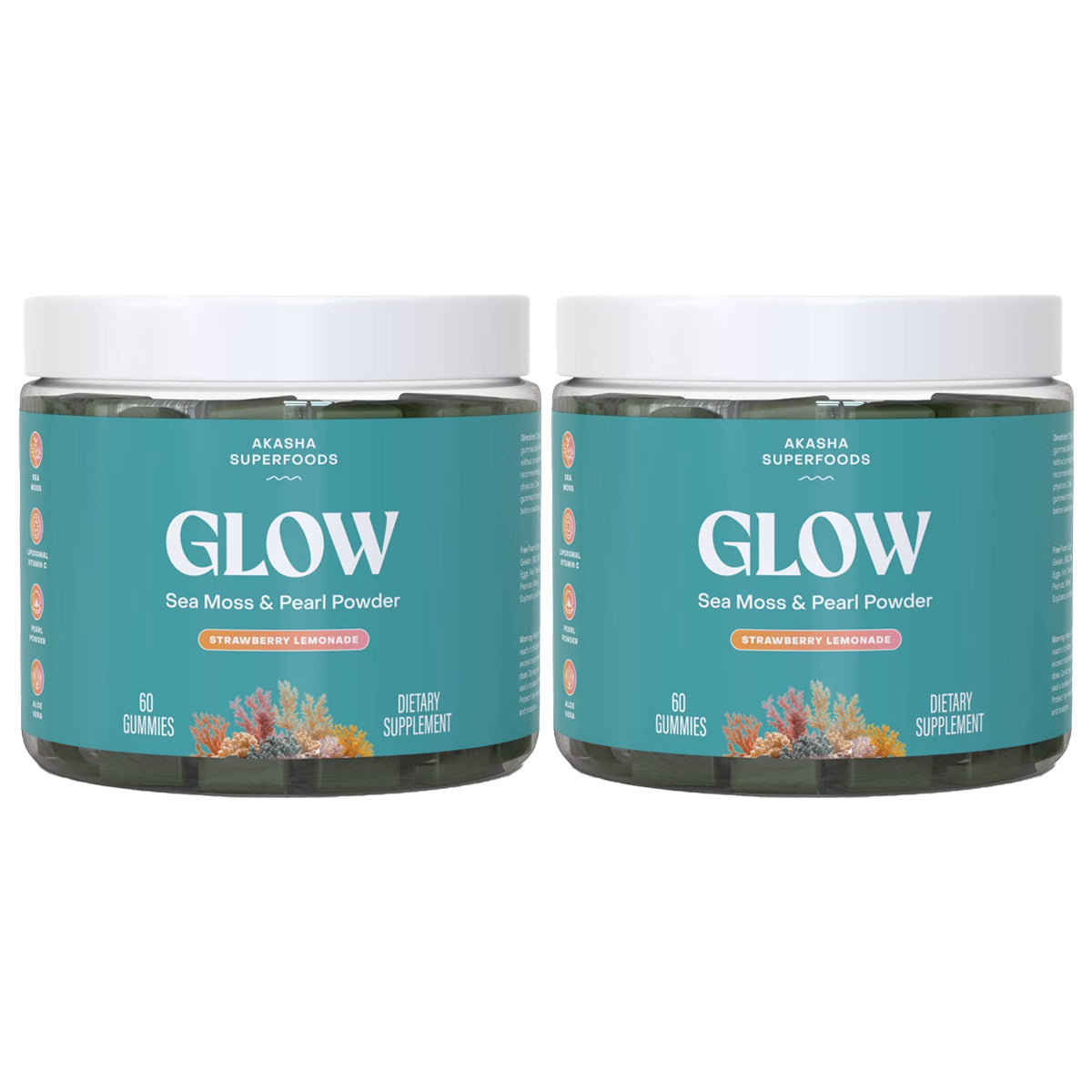 Akasha Superfoods GLOW Sea Moss & Pearl Powder Gummies (2 Pack)