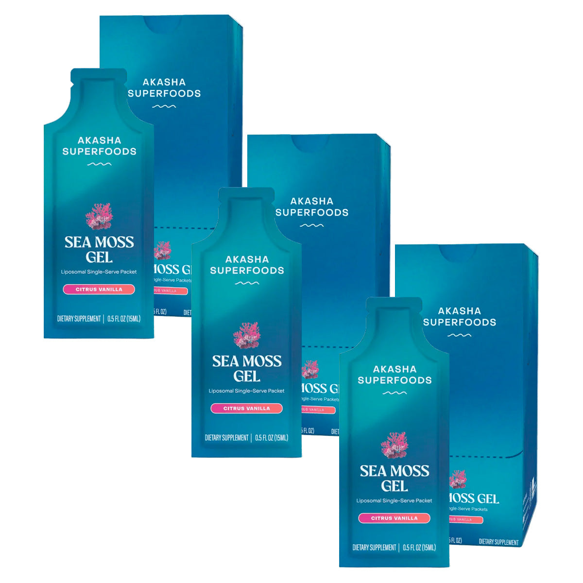 Akasha Superfoods Liposomal Sea Moss Gel wellness packets (3 Pack)