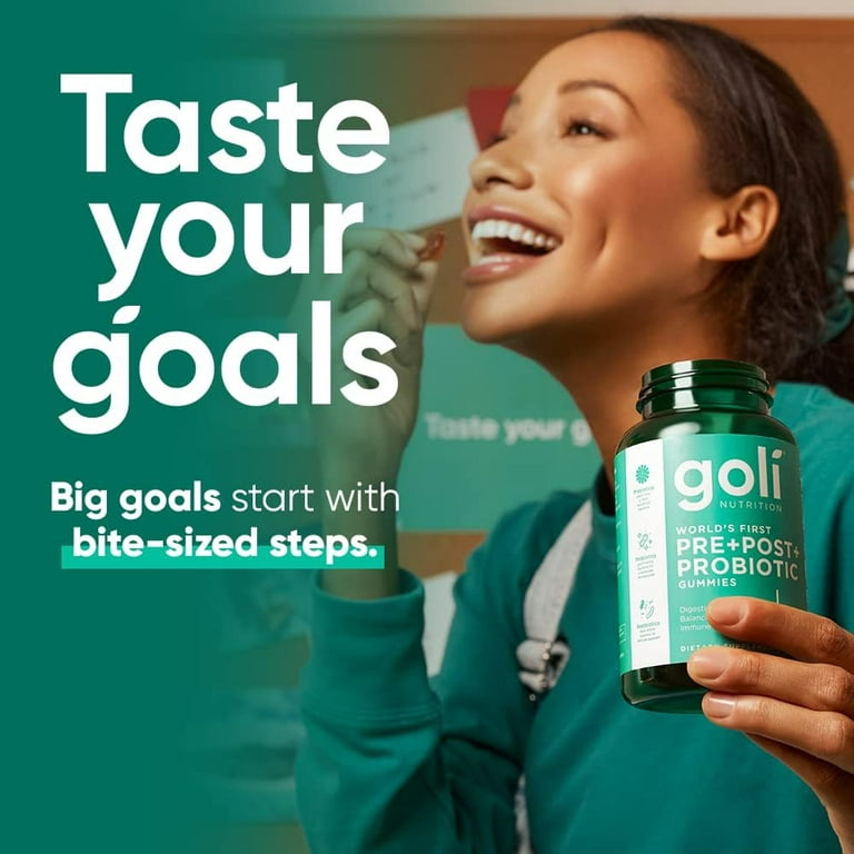 woman holding Goli probiotics gummies bottle lifestyle image