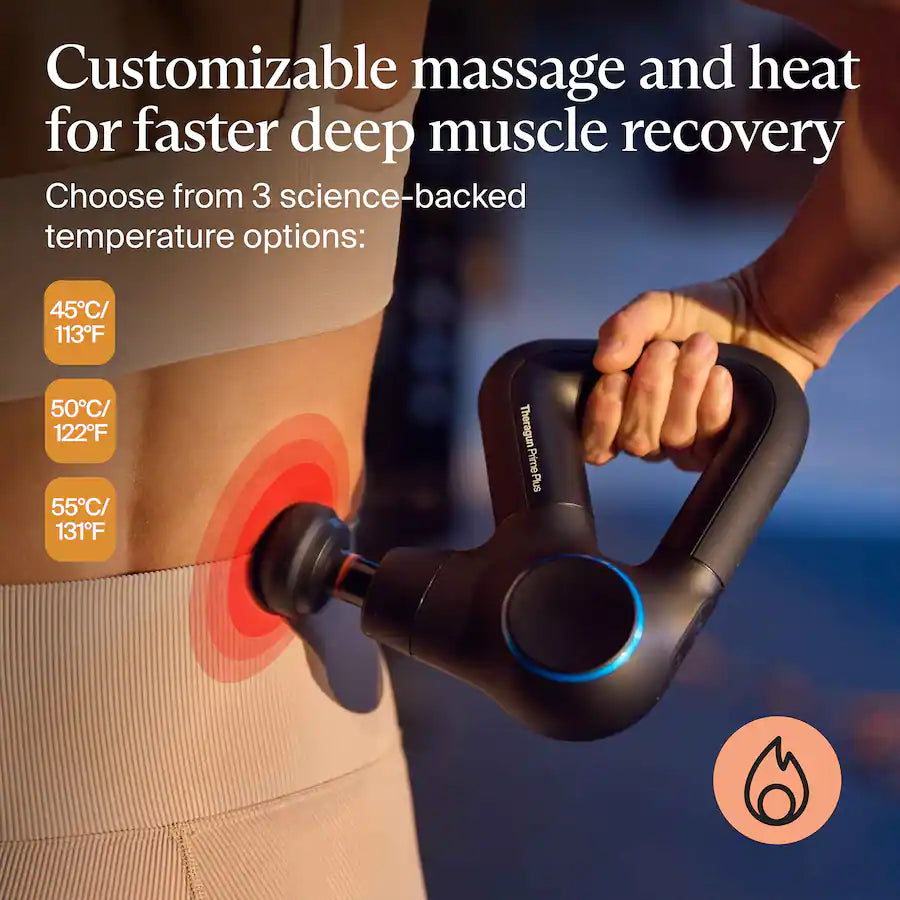 Therabody Theragun Prime Plus customizable heat therapy with three temperature levels