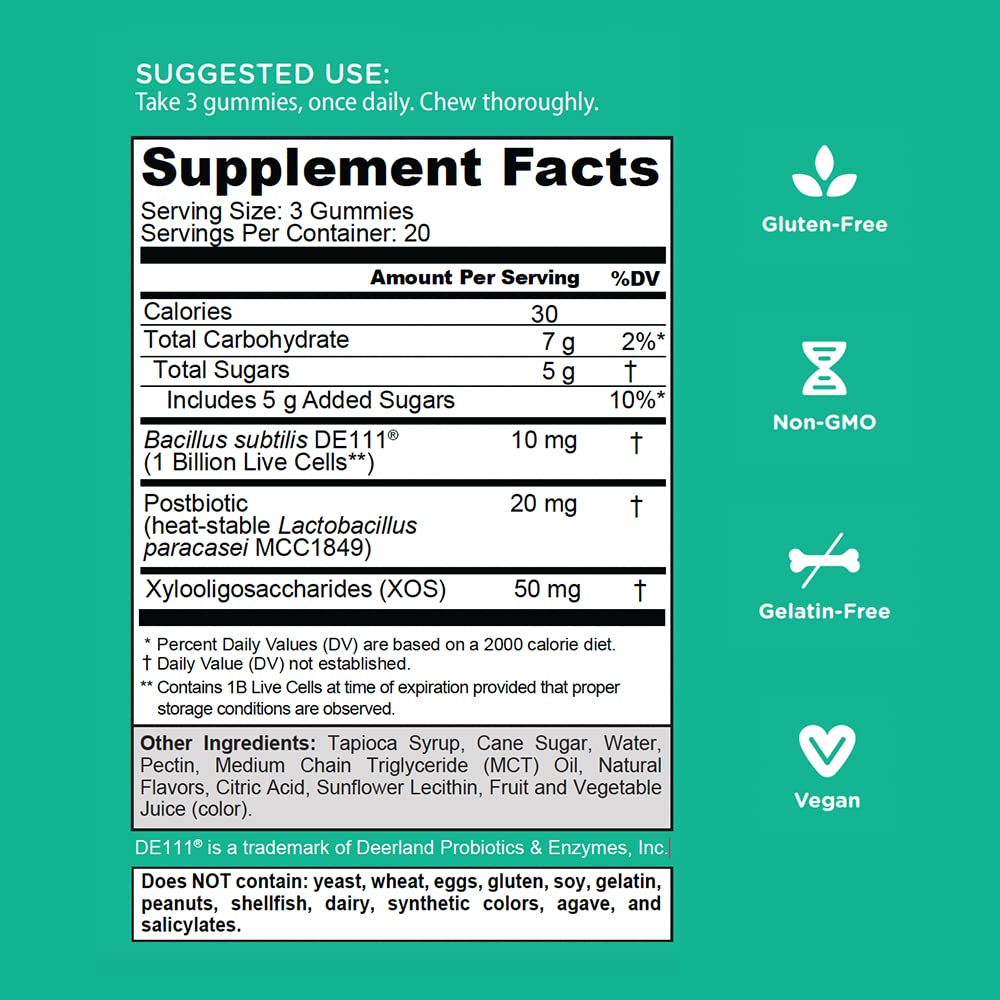 Goli probiotics supplement facts label close up