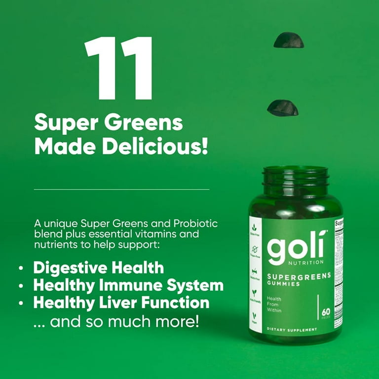 Goli supergreens gummies for digestive health, immune support, and liver function
