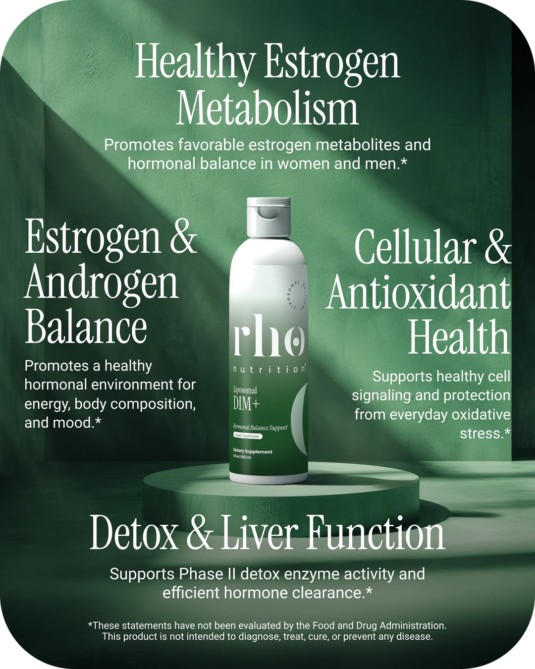 Rho Nutrition Liposomal DIM+ supports healthy estrogen metabolism, detox pathways, and cellular health