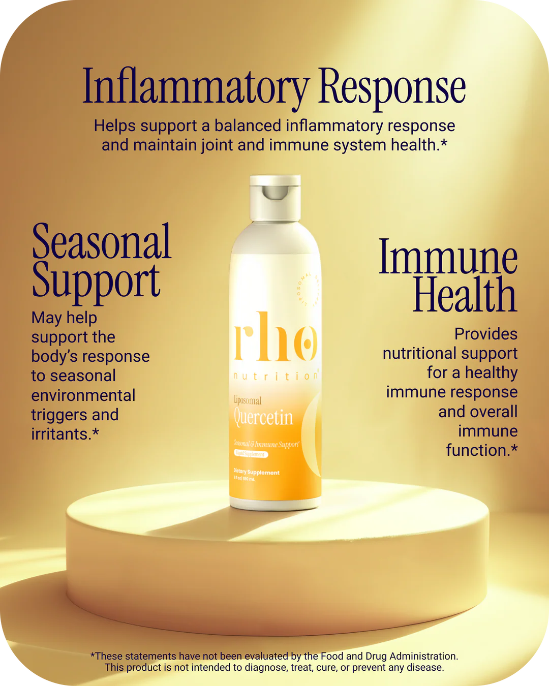 Rho Nutrition Liposomal Quercetin supports immune health, inflammatory response, and seasonal wellness
