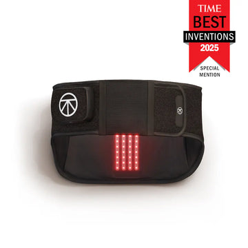 ThermBack LED 4-in-1 Back Wrap with red light therapy for back pain relief and recovery