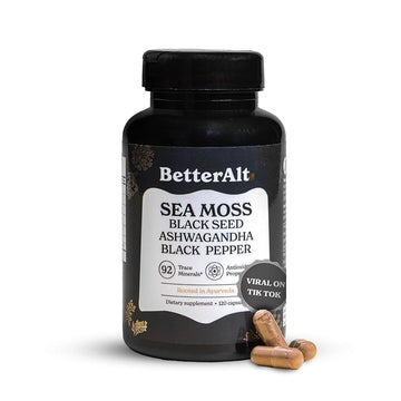 BetterAlt Sea Moss w/Black Seed Oil, Ashwagandha & Black Pepper (120 Capsules)