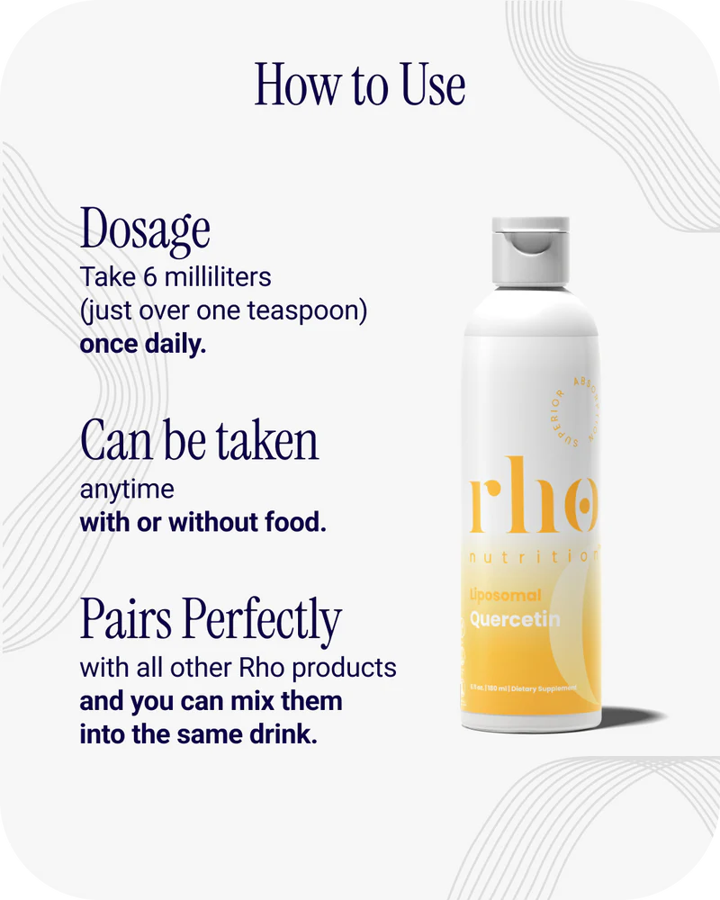 How to use Rho Nutrition Liposomal Quercetin liquid supplement daily