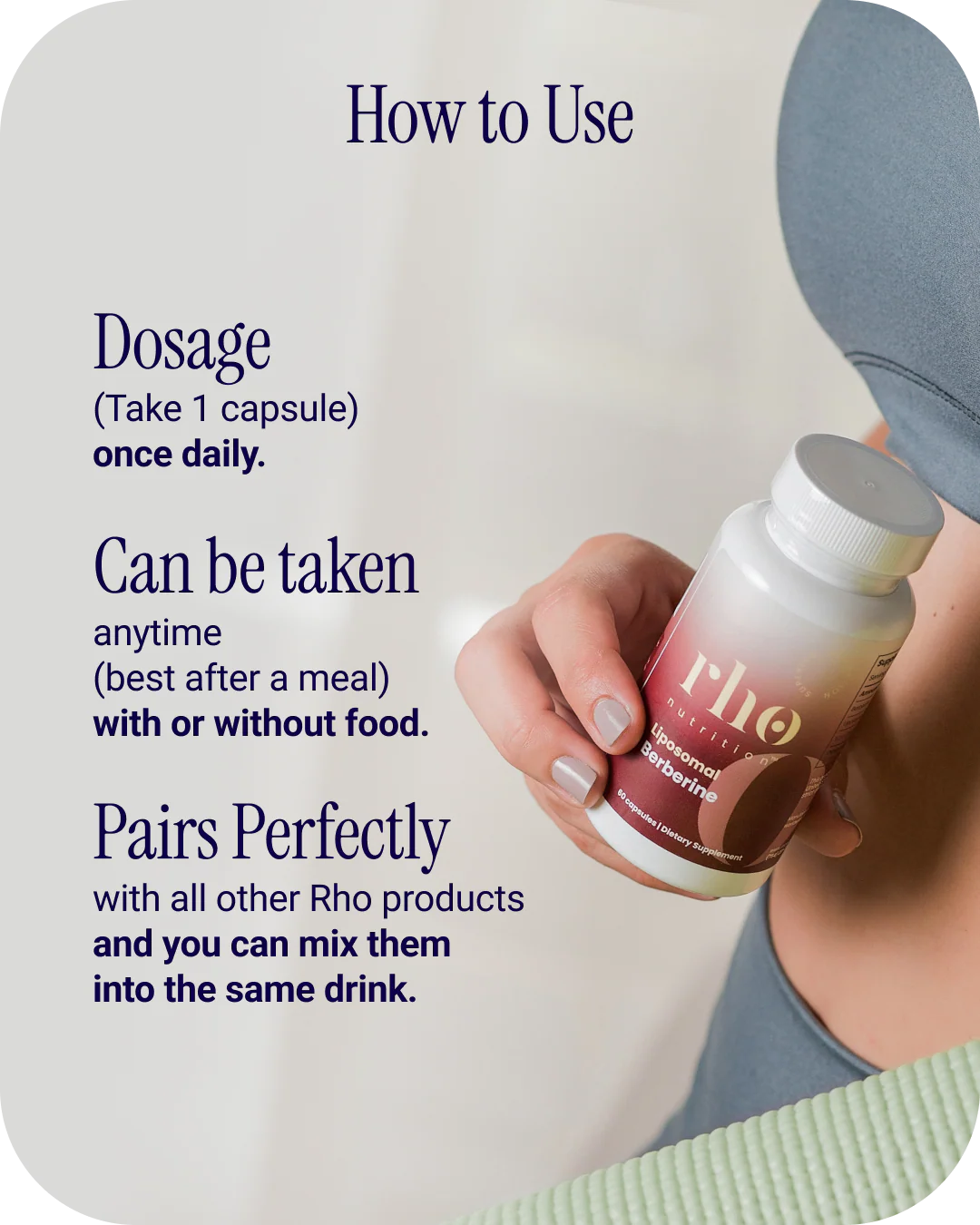 How to use Rho Nutrition Liposomal Berberine with dosage and usage instructions
