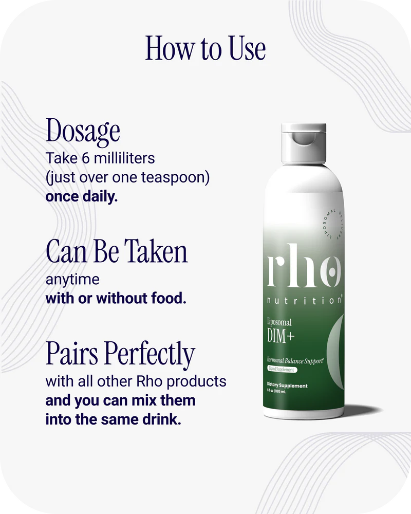 How to use Rho Nutrition Liposomal DIM+ liquid supplement daily