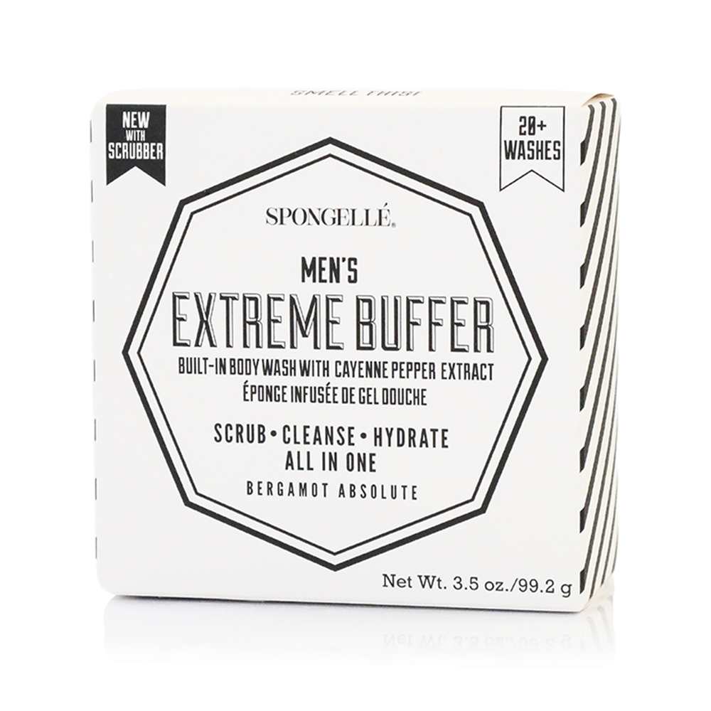 Spongellé® Men's Extreme Buffer w/Black Scrubber - Bergamot Absolute (20+ Washes)
