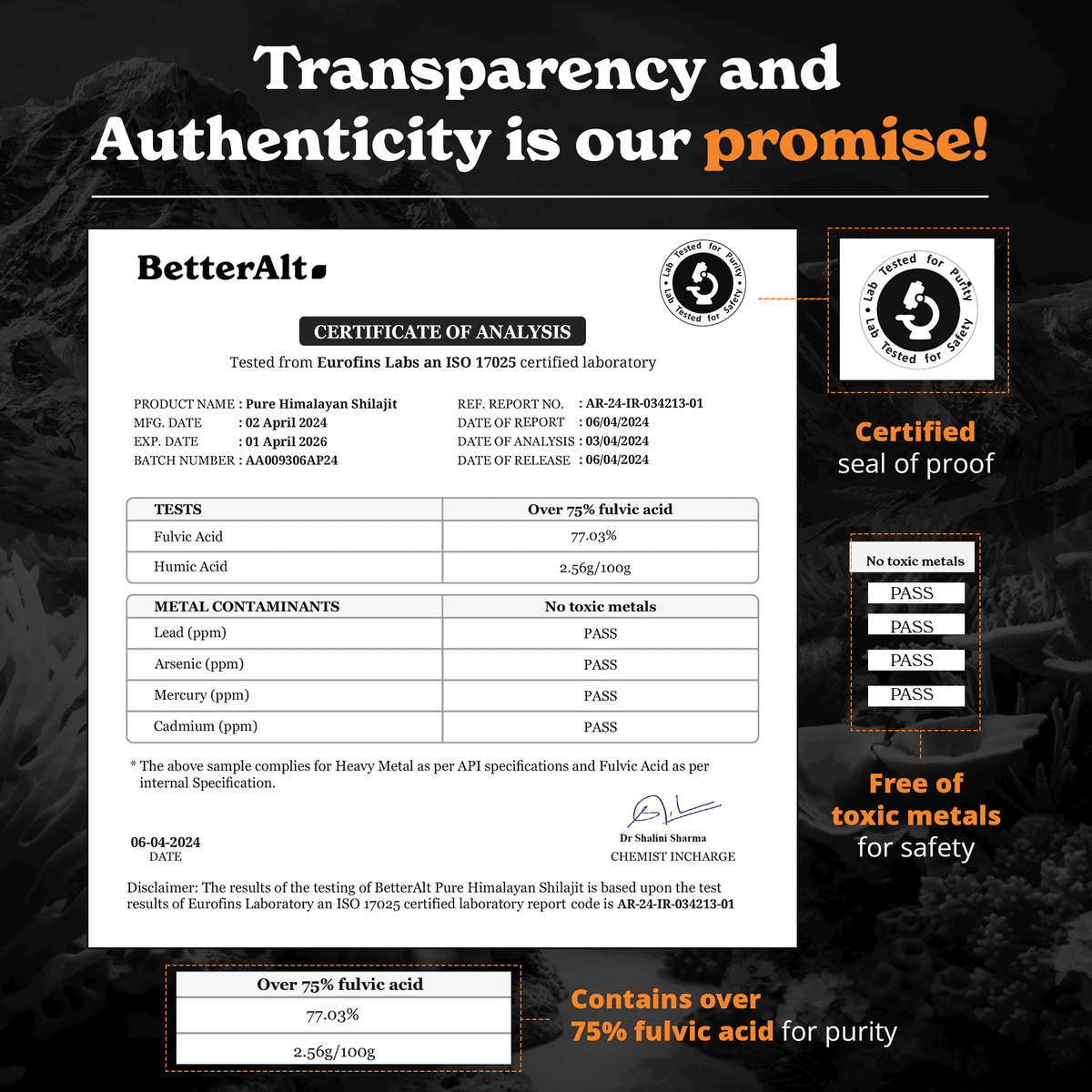 BetterAlt Pure Himalayan Shilajit Resin for Energy Boost & Immune Support