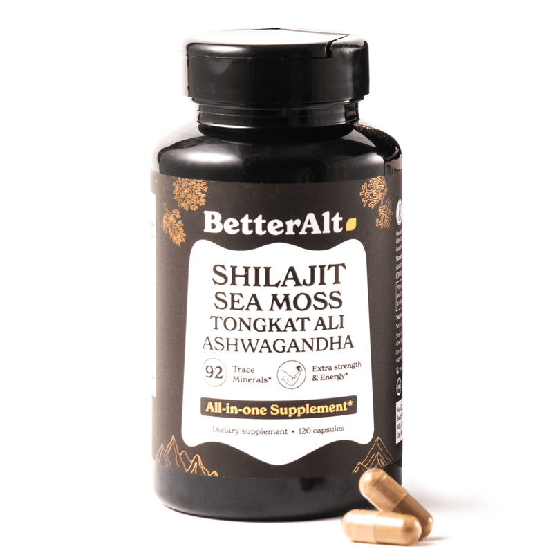 BetterAlt GOLD+ Shilajit + Sea Moss + Tongkat Ali + Ashwagandha (120 Capsules)