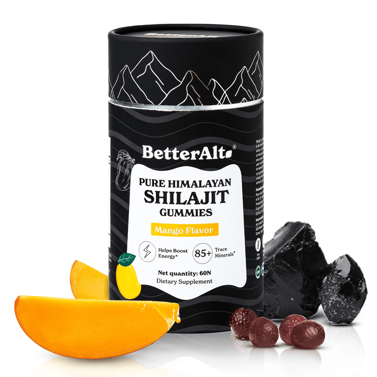 BetterAlt Pure Shilajit Resin Gummies for Energy Boost & Immune Support (Mango)
