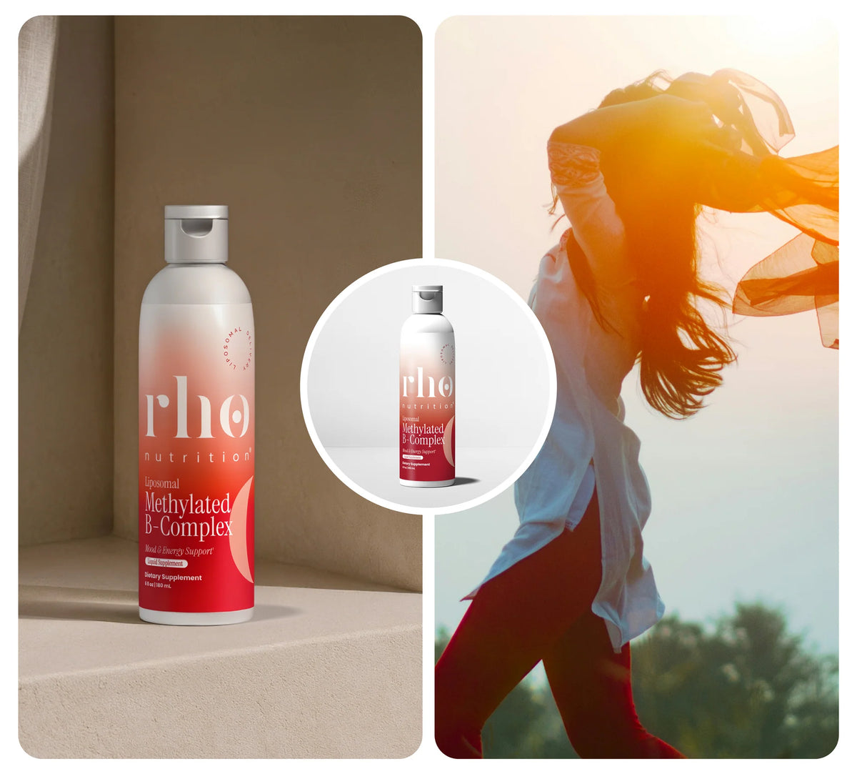 Rho Liposomal Methylated B-Complex liquid supplement supporting daily energy and wellness