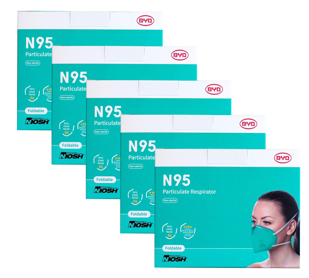 BYD N95 Particulate Respirator 5 Boxes (100pcs.)
