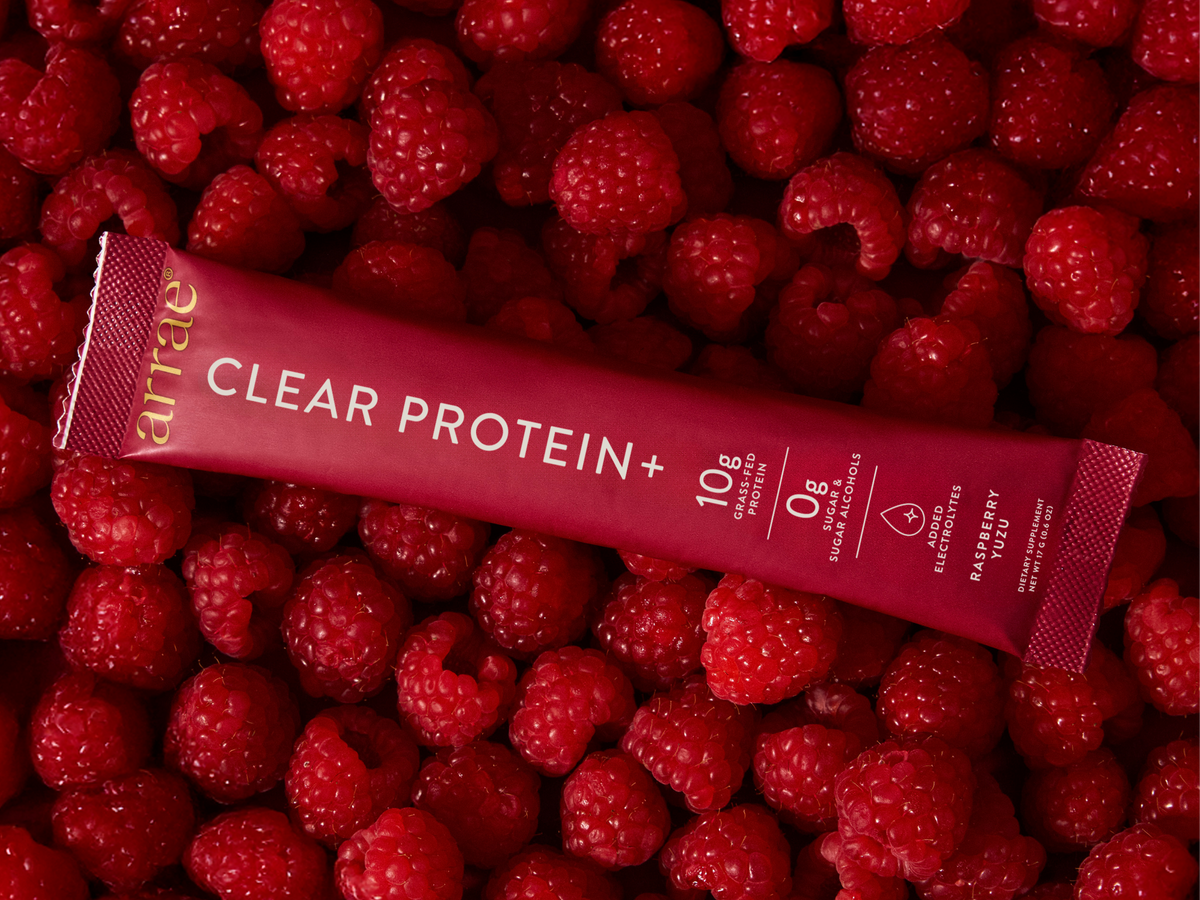 Arrae Clear Protein+ – Raspberry Yuzu, 30 Stick Packs — Arrae website product image