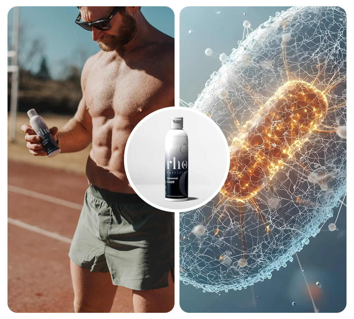 Rho Liposomal CoQ10 liquid supplement for energy and active lifestyle