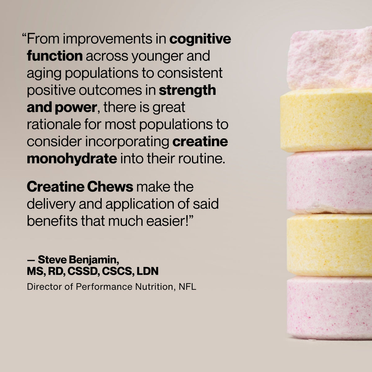 Creatine chews supporting strength cognitive function and exercise performance