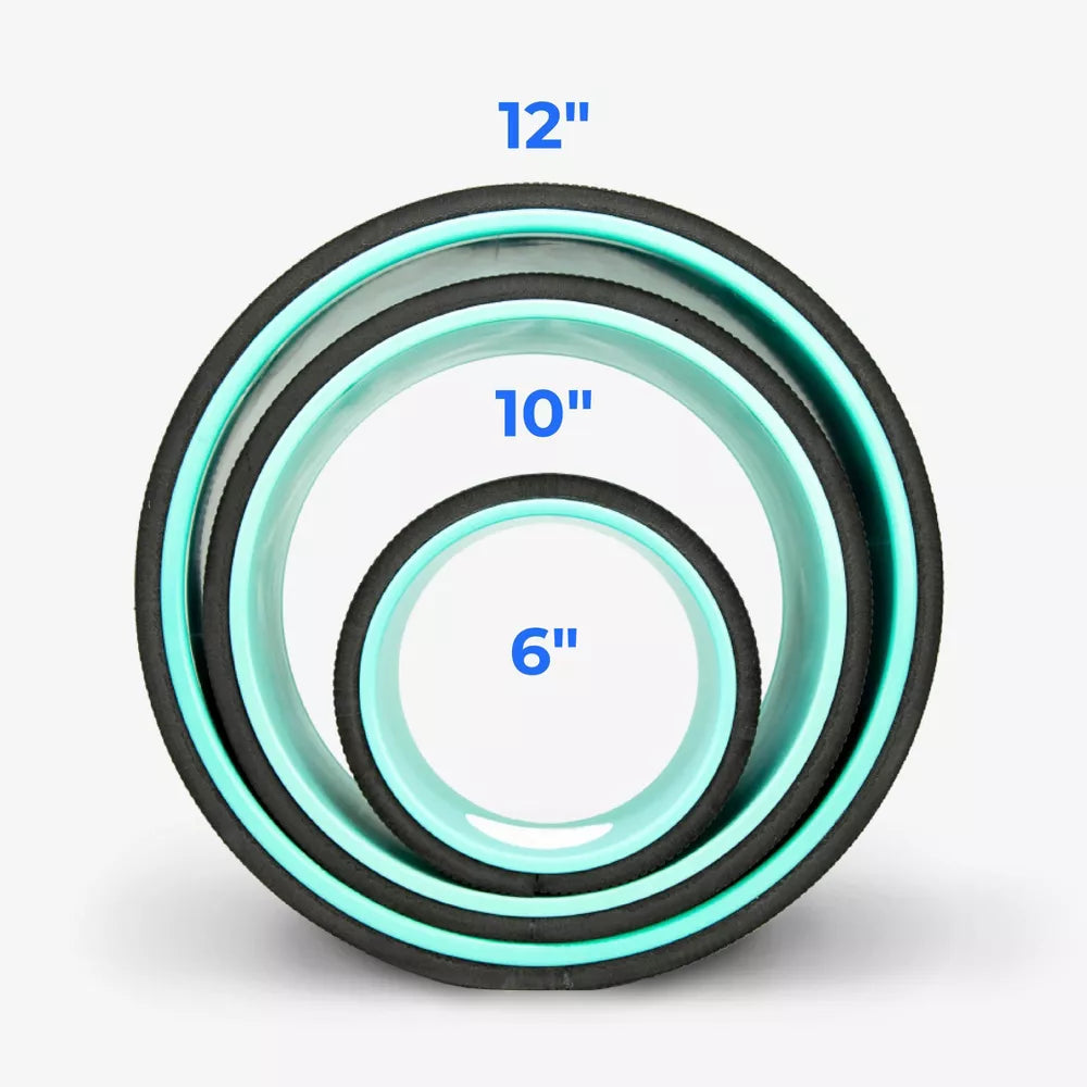 Chirp Wheel+ 3-Pack including 12-inch Gentle, 10-inch Deep Stretch, and 6-inch Deep Tissue wheels