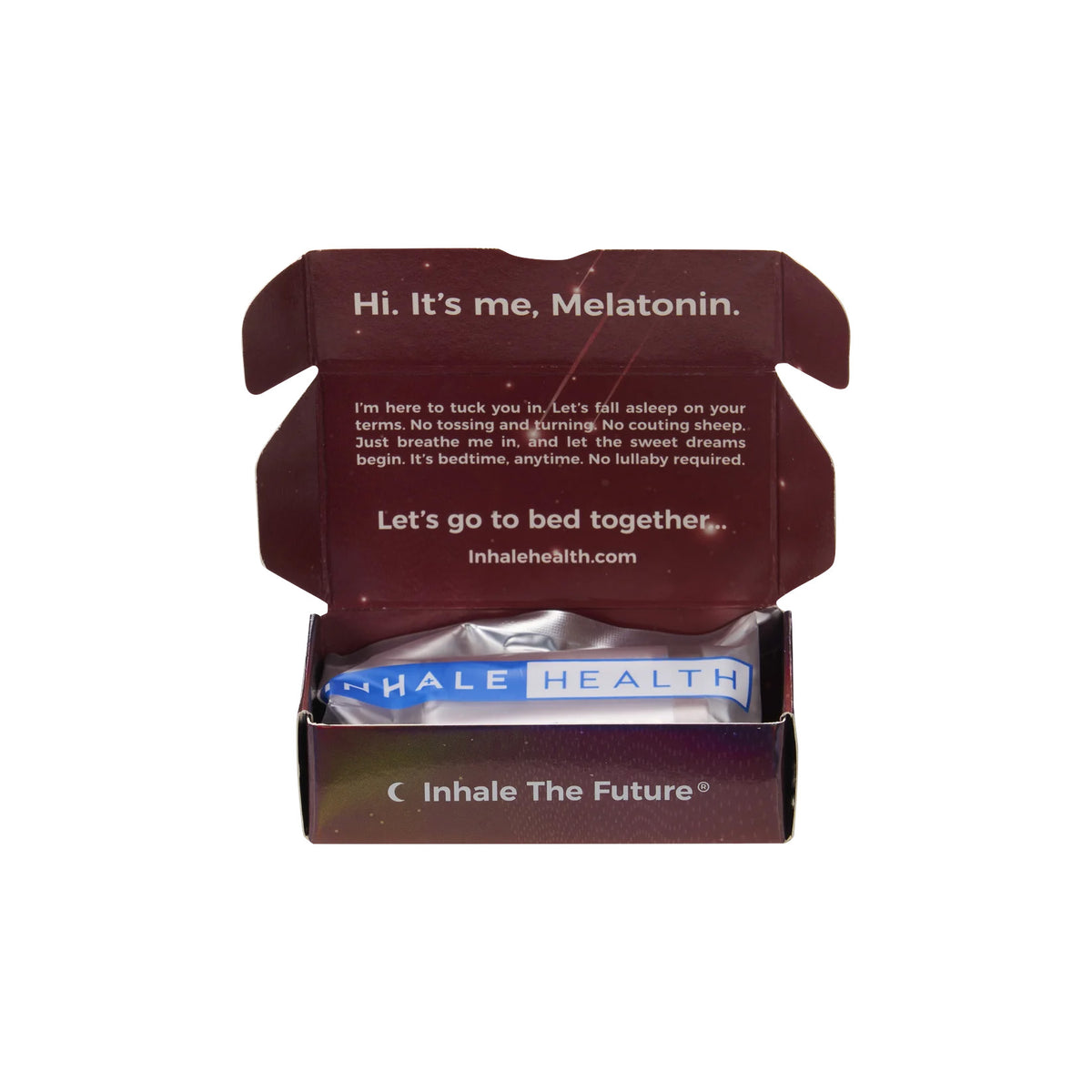 Inhale Health Melatonin Chocolate Midnight inhaler with opened packaging