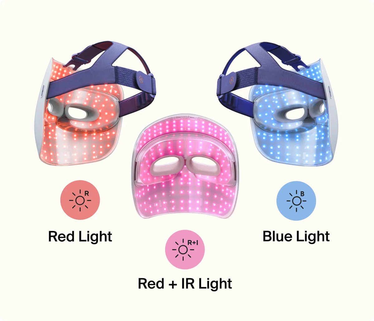 Therabody TheraFace LED Mask red, blue, and combination light therapy modes