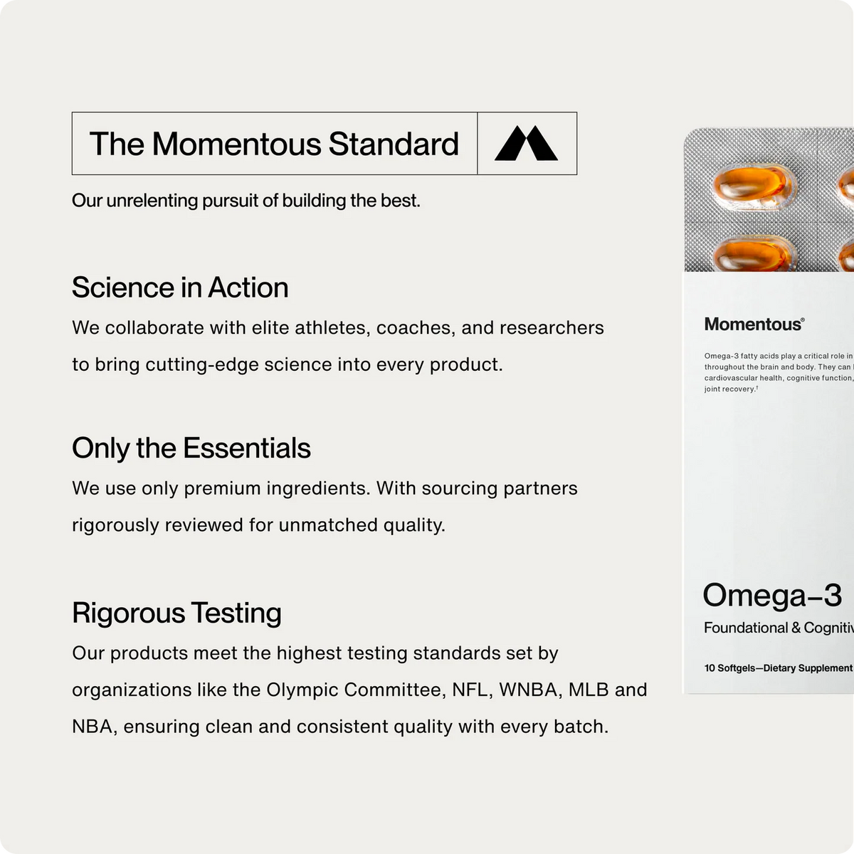 Momentous Omega-3 Softgel Capsules 5 Day Travel Pack benefits