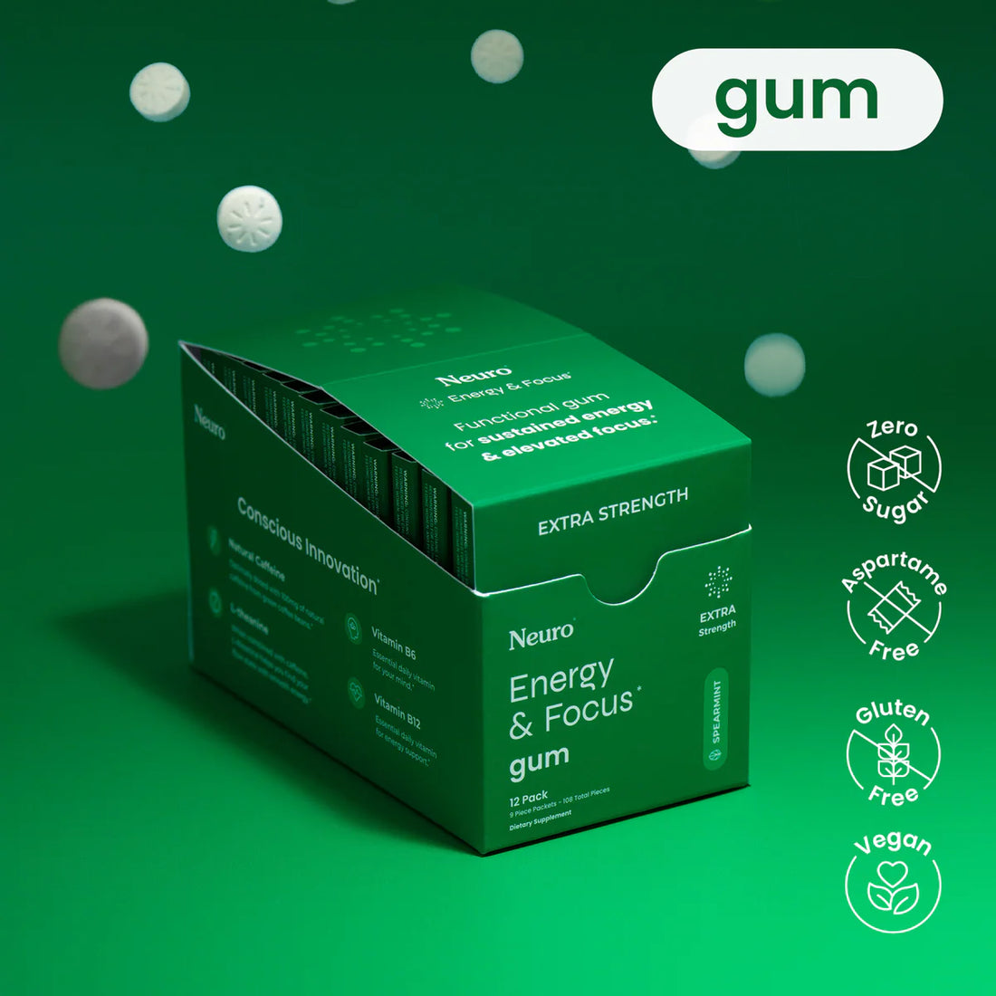 Neuro Extra Strength Energy & Focus Gum™ (Spearmint)