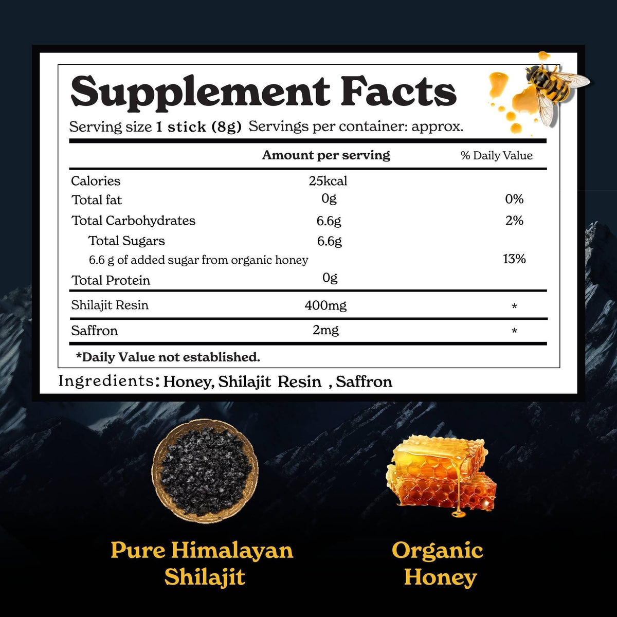 BetterAlt GOLD+ Pure Himalayan Shilajit Honey Sticks (Classic)