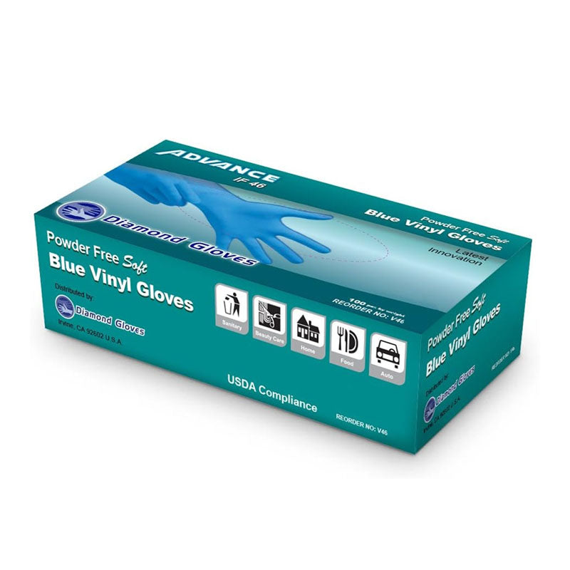 Diamond Gloves IF46 Industrial Powder Free Blue Vinyl Gloves