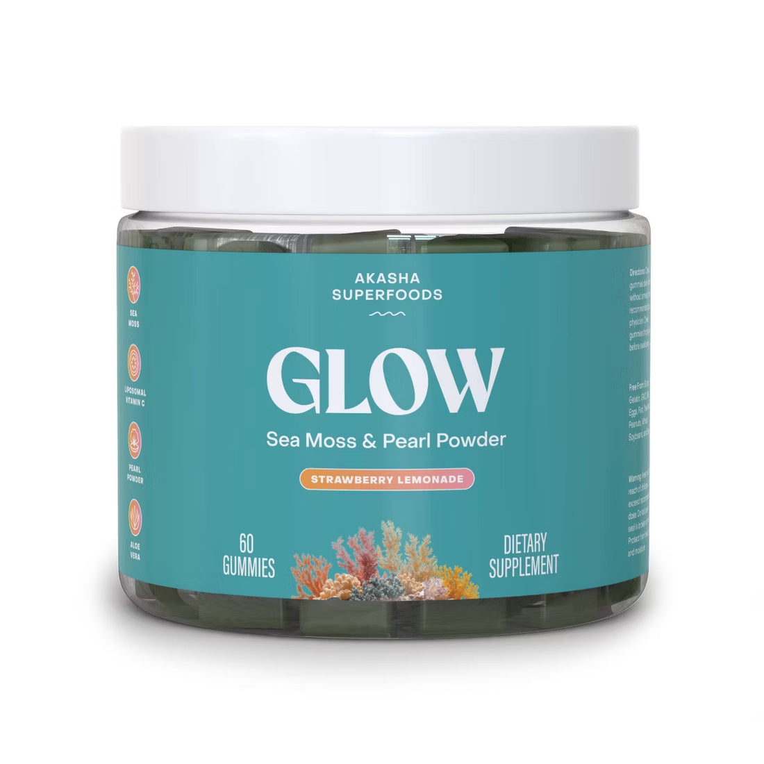 Akasha Superfoods GLOW Sea Moss & Pearl Powder Gummies