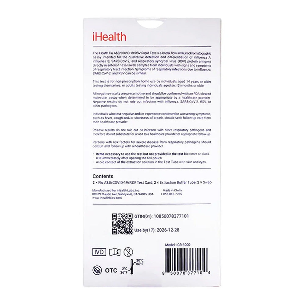 iHealth RSV/COVID-19/Flu A&B 4-in-1 Rapid Test