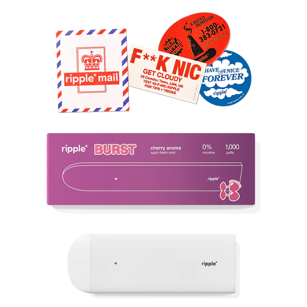 Ripple Burst cherry aroma device with packaging and accessories