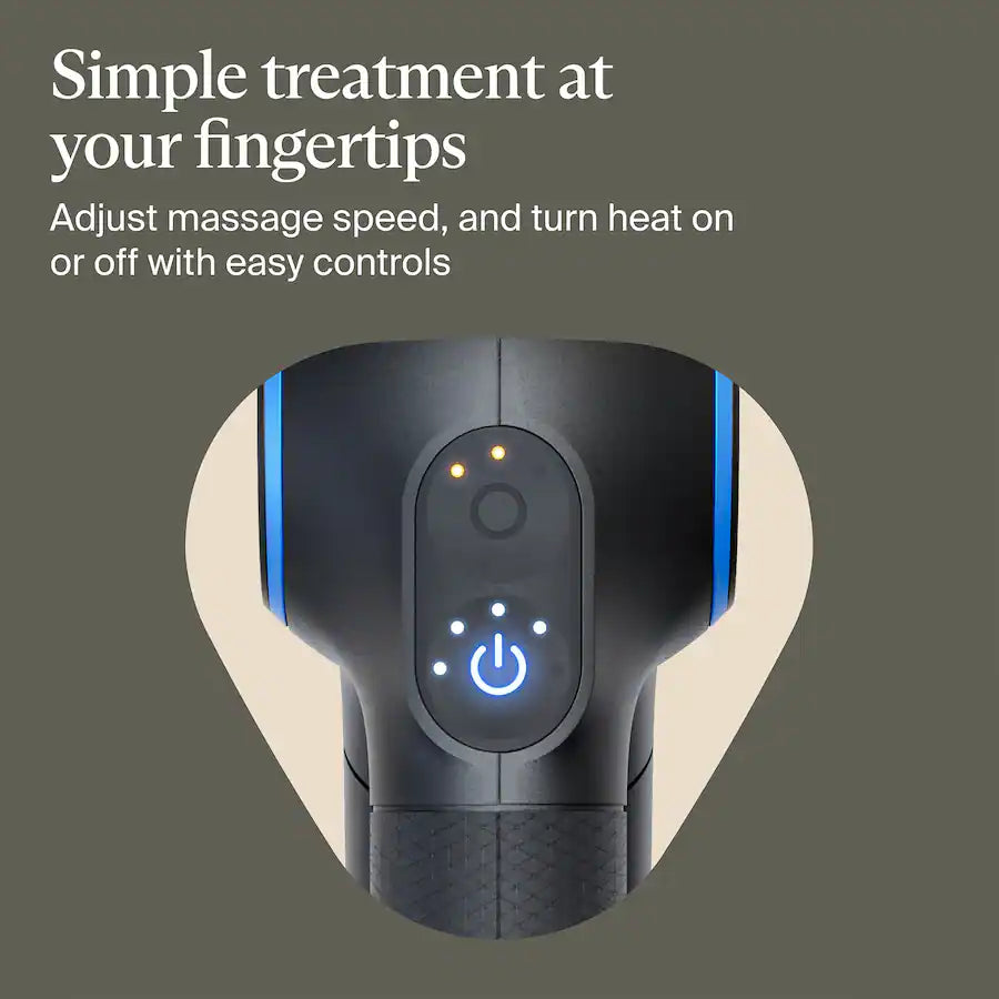 Therabody Theragun Prime Plus fingertip controls for massage speed and heat settings