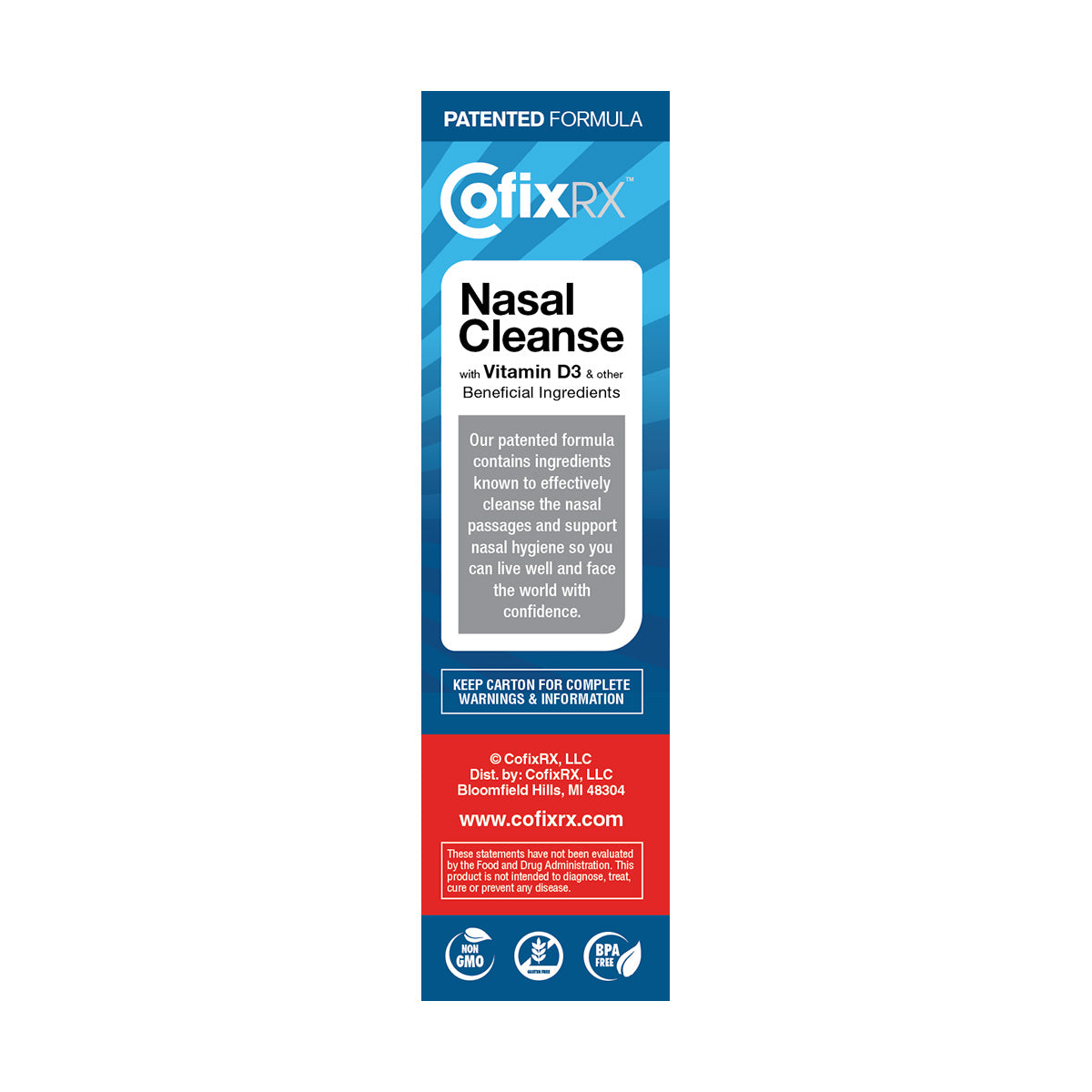 CofixRX Nasal Cleanse front label nasal spray bottle