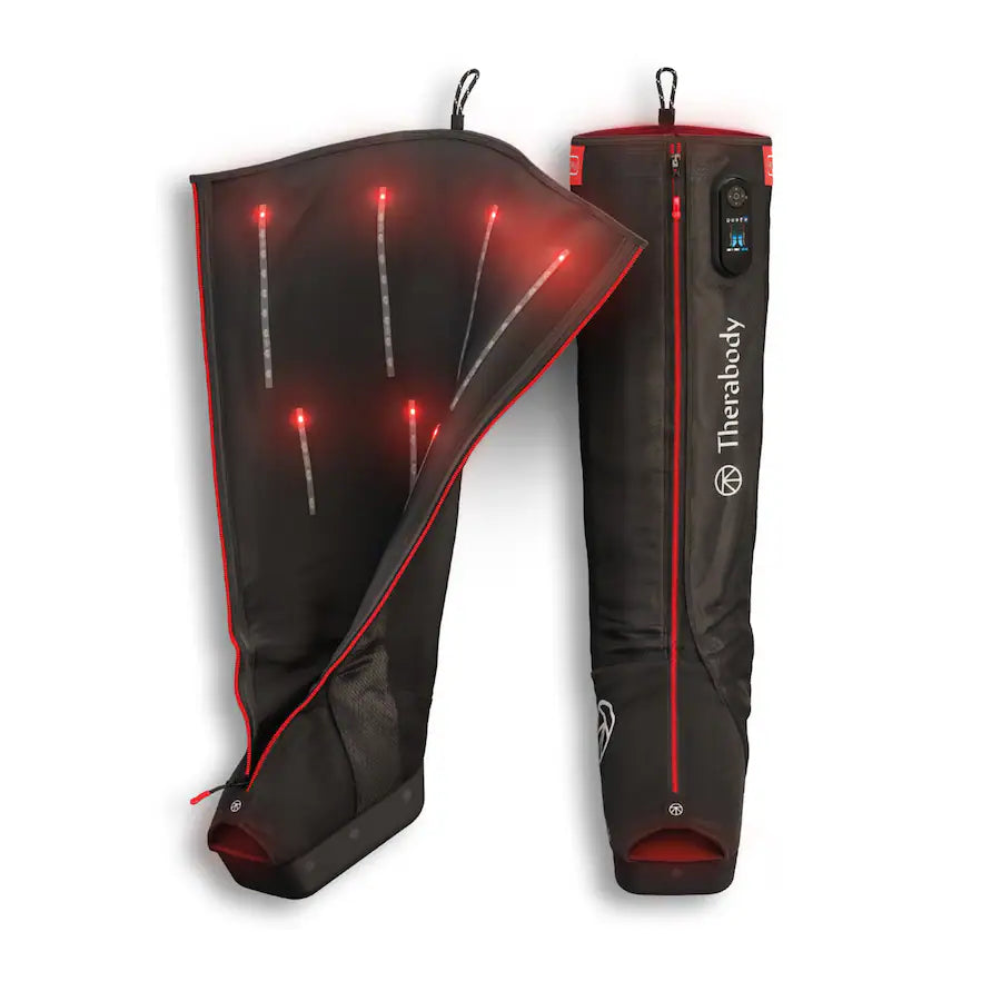 Therabody JetBoots PRO Plus Wireless Leg Compression boots with red light therapy