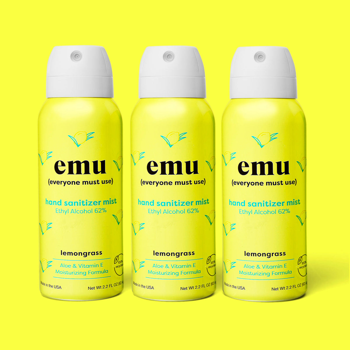 EMU lemon scented hand sanitizer bottle (3 Pack)