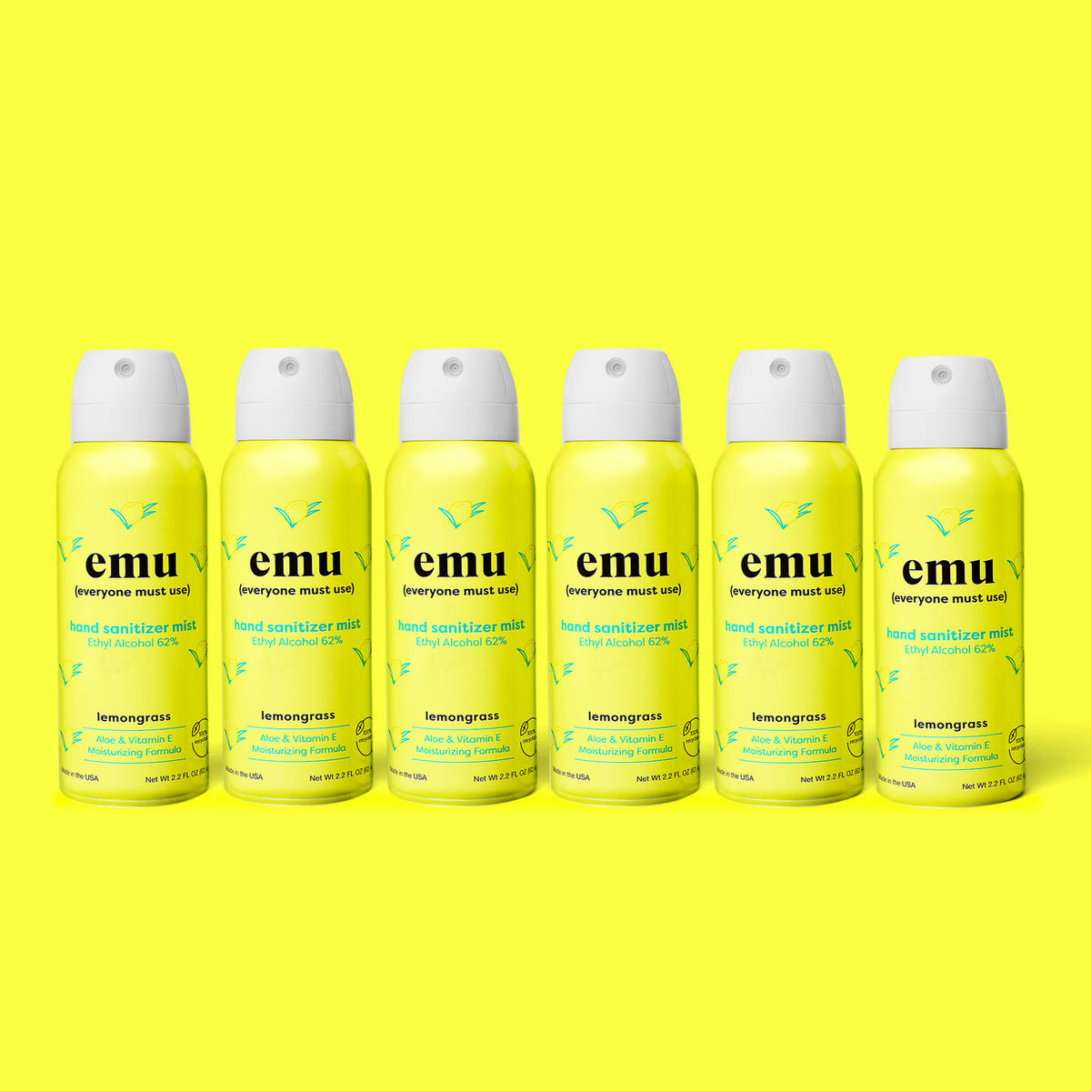 EMU lemon scented hand sanitizer bottle (6 Pack)