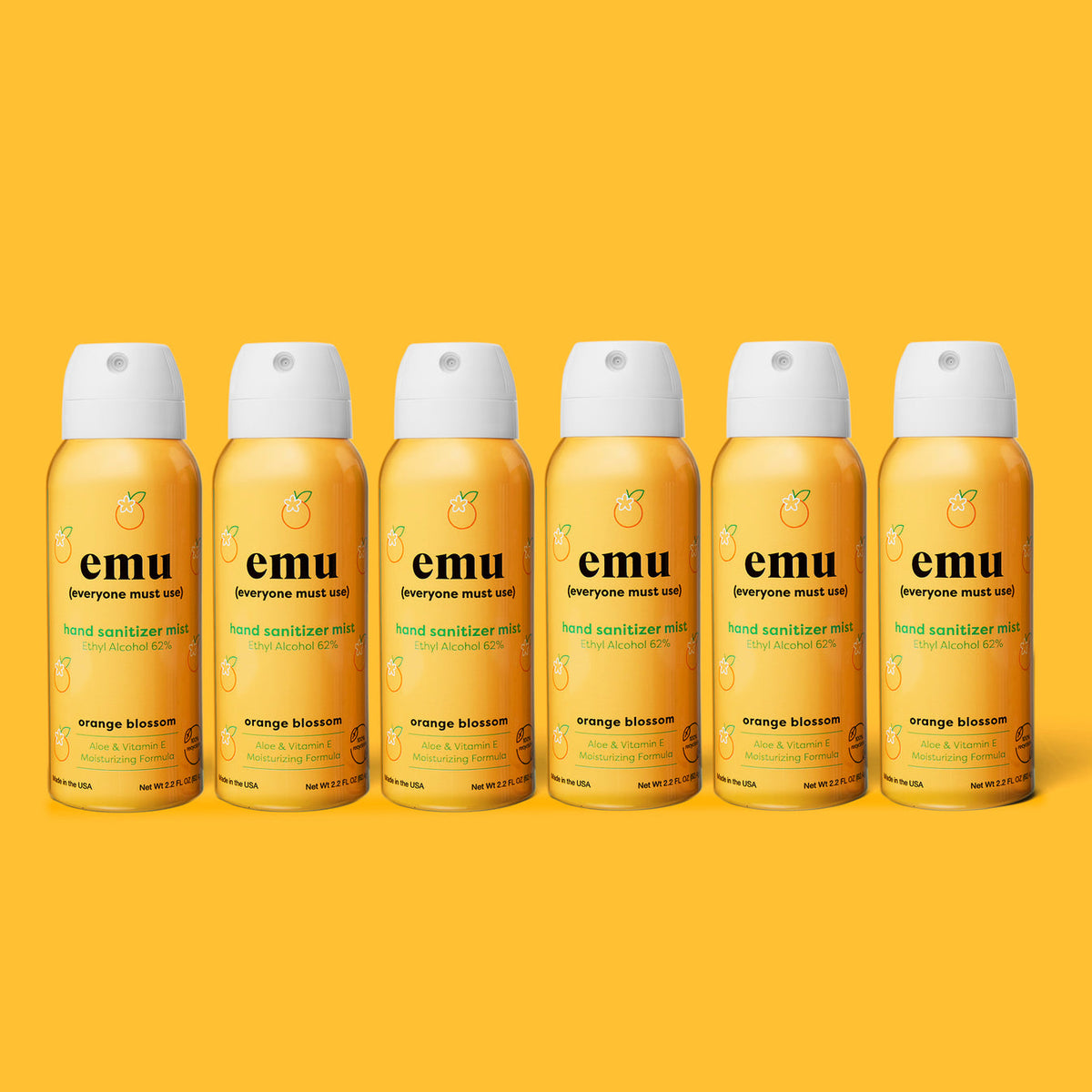 EMU orange blossam scented hand sanitizer spray (6 Pack)