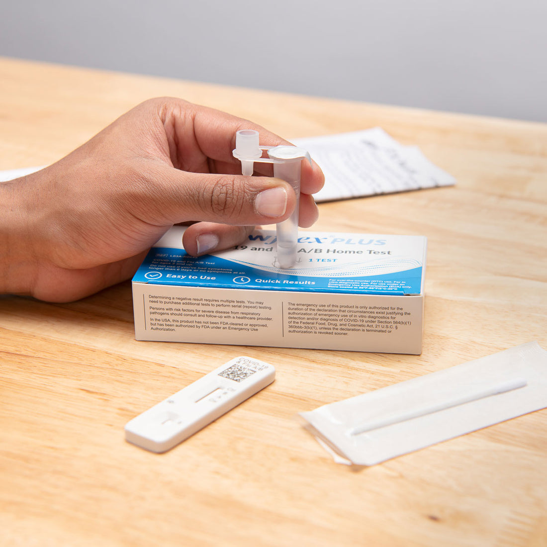 Flowflex Plus COVID-19 and Flu A/B home test kit box