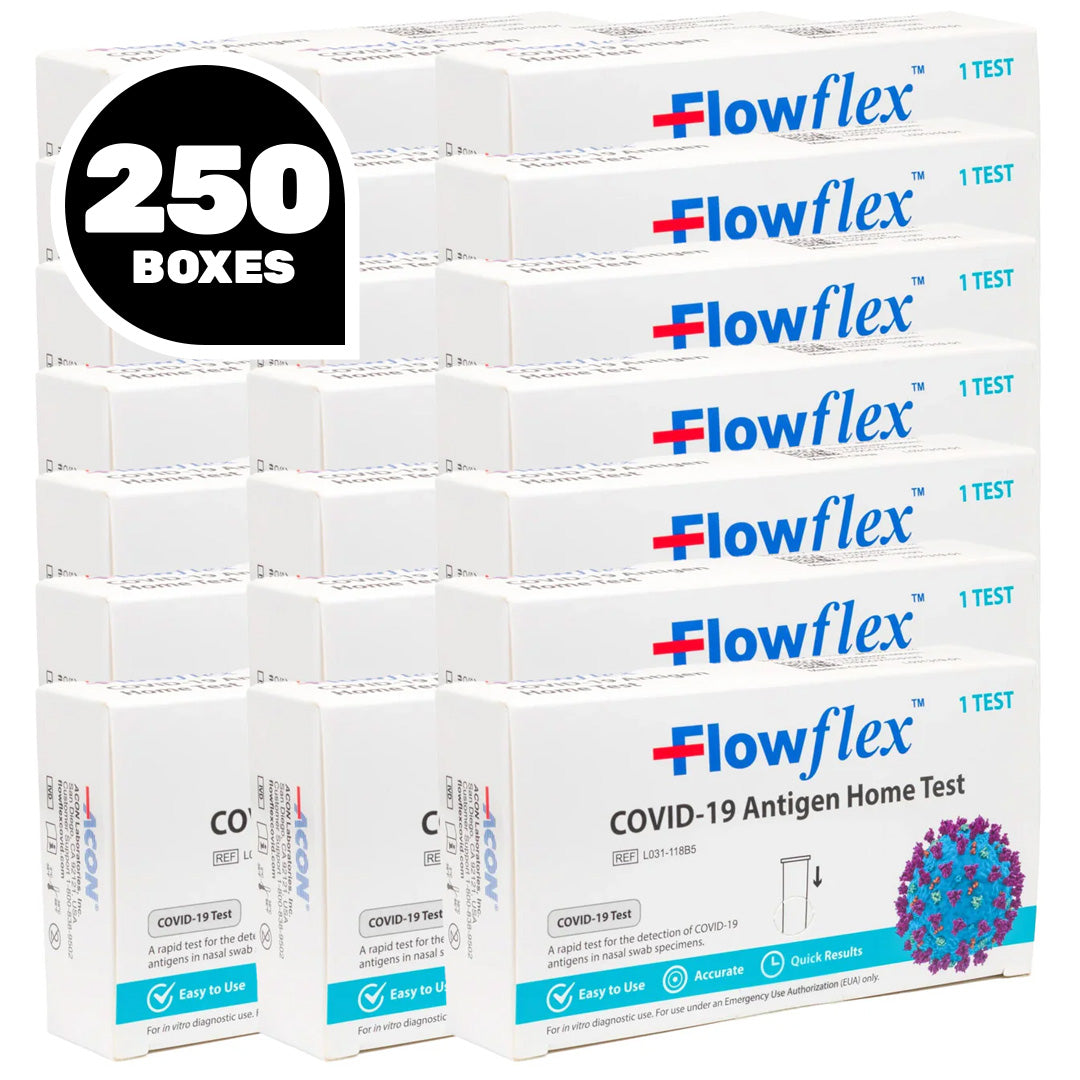 Flowflex COVID-19 antigen test kits bulk supply of 250 boxes