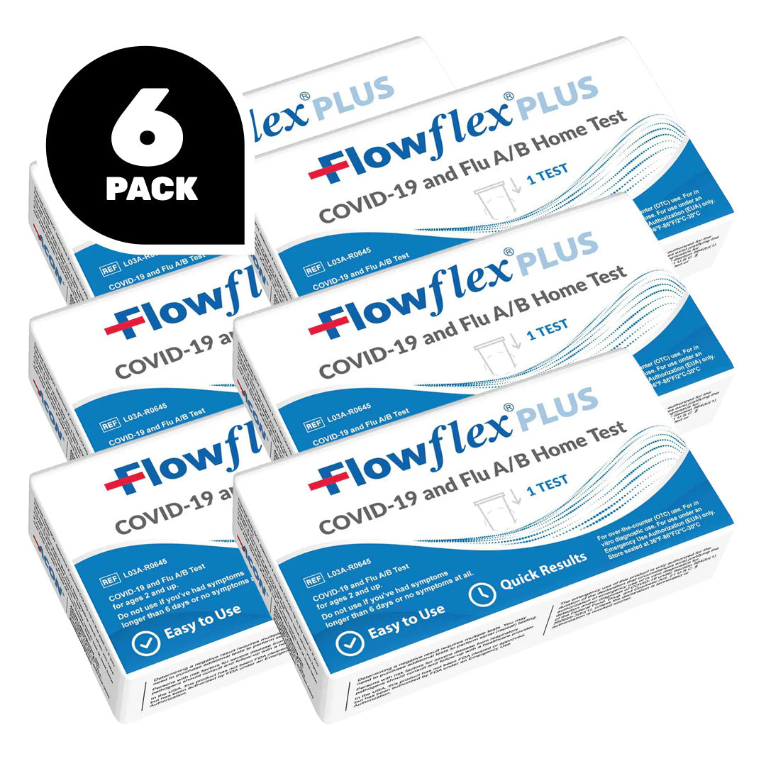 Flowflex Plus COVID-19 and Flu A/B home test kits 6 pack bundle