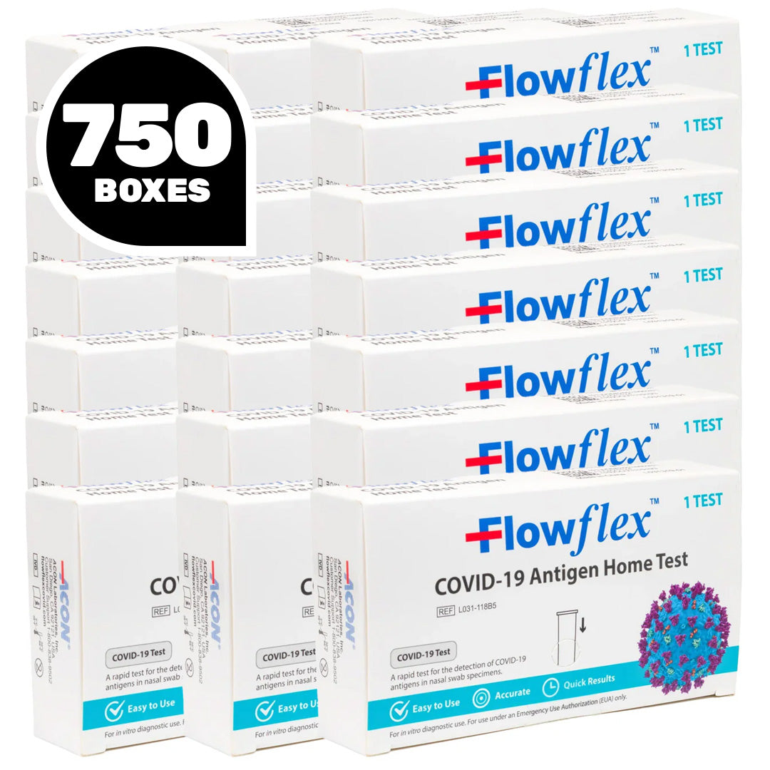 Flowflex COVID-19 antigen test kits bulk pack of 750 boxes