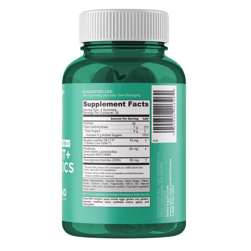 Goli Nutrition probiotics gummies bottle side view
