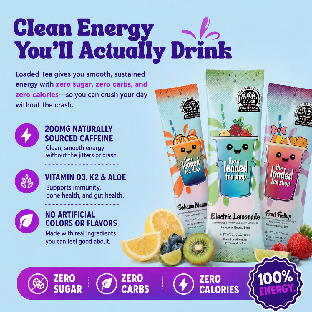 The Loaded Tea Shop Functional energy tea packet mystery bundle with assorted flavors